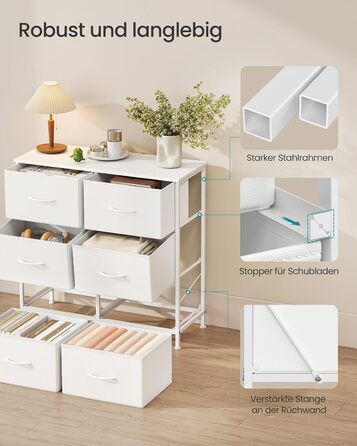 Комод SONGMICS з 8 висувними ящиками, шафа для зберігання, сталь, MDF, фліс, для спальні, прихожої, вітальні, вінтажний коричневий-чорний