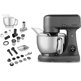 Кухонна машина MEDION MD 12600 Titan: м'ясорубка, 4.6 л чаша з нержавіючої сталі, 800 Вт, тихий двигун, сенсорне дисплею