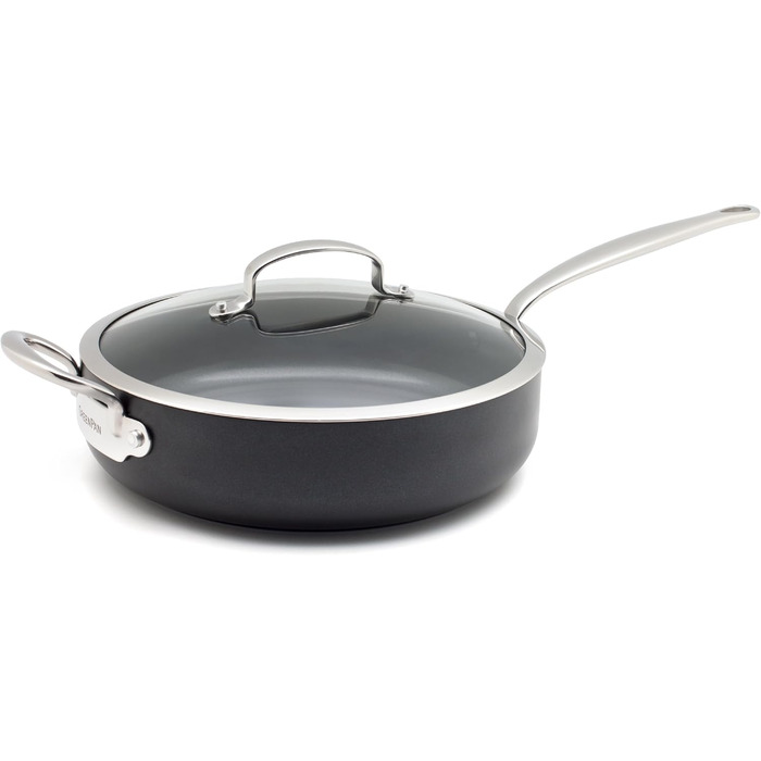 Сковорода GreenPan Barcelona з керамічним антипригарним покриттям, 30 см, 4.8 л з кришкою, чорна