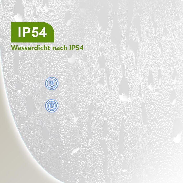 LED дзеркало для ванної кімнати з підсвічуванням, 70 x 50 см, холодний білий світ 6000K, енергозберігаюче, диммер, антизапар,