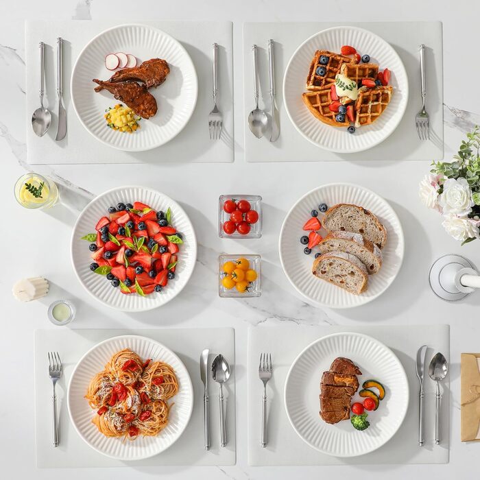 Набір посуду MALACASA LEILA Weiß для 6 осіб, 18 предметів, порцеляна, скандинавський стиль, білий