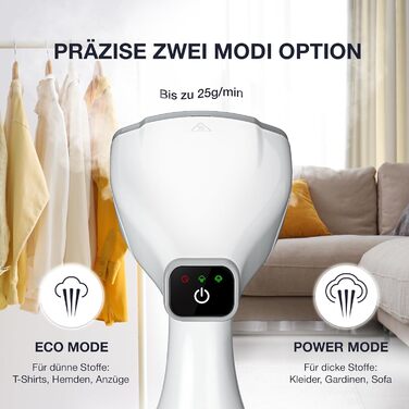 LEBENLANG Пароочищувач для одягу - 1500W, 300ml, з рукавичкою та насадками | Професійний пароочищувач для одягу | Білий