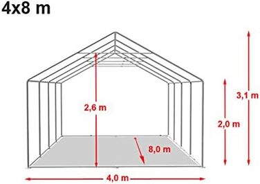 Намет Festzelt Partyzelt 4x8 м вогнестійкий преміум, міцна ПВХ тканина 750 N білий, 100% водонепроникний з підлогою