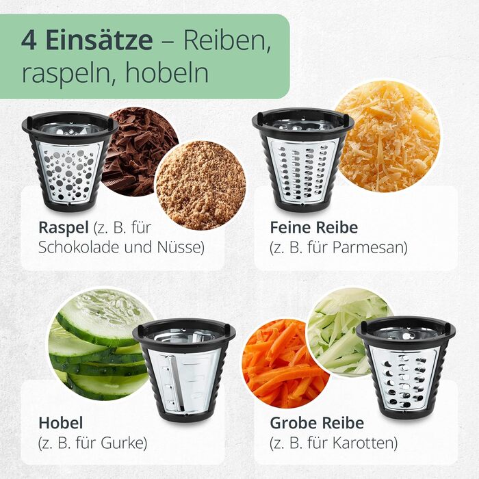 Електричний овочевий слайсер | Тертка для овочів та фруктів | Набір з 4 лезами | Модель для сиру | Потужність 200-500 Вт