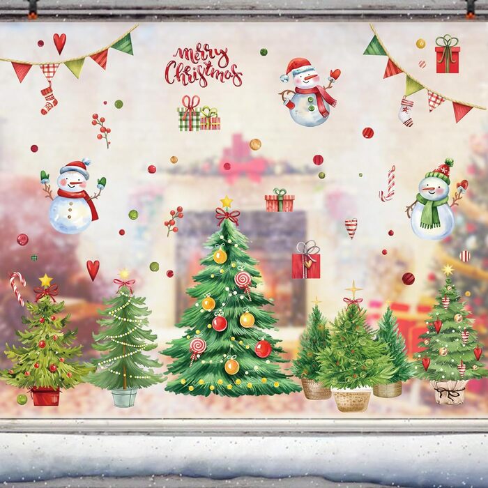 АСТ Наклейка на вікно Різдвяні червоні кардинальні сніжинки
