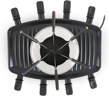 Набір для раклет, фондю та гриль MAGNANI 3 в 1 на 8 осіб з регулюванням температури, виделки та сковорідки, 1100W, антипригарне покриття