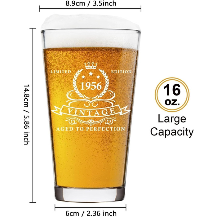 Пивний келих LIGHTEN LIFE 450 мл в дерев'яній подарунковій коробці, 1966 рік народження - ідеальний подарунок для чоловіка, тата, чоловіка на 60 років