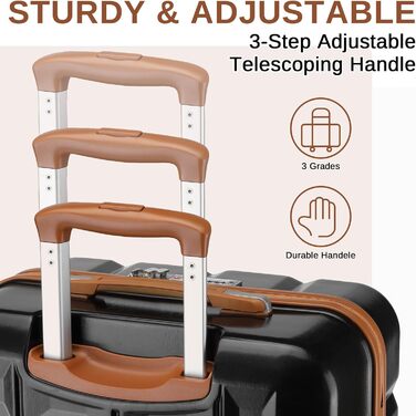 Набір валіз KONO 2 в 1: велика валіза (54 см) та косметичка (білий/чорний/коричневий)