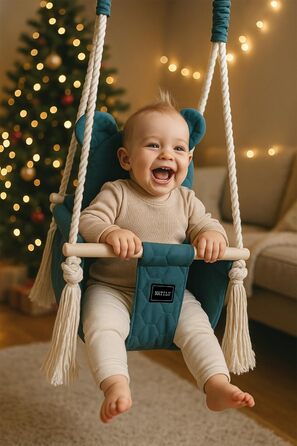 Дитяча гойдалка для дому та вулиці Bär Light Velvet | Гойдалка для малюків з м'яким сидінням