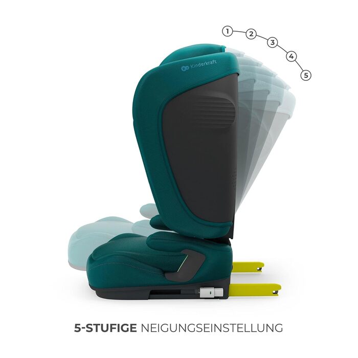 Автокрісло Kinderkraft UNITY 2 i-Size, 100-150 см, 3,5-12 років, регульована підголовник, AIR FLOW, 5 положень спинки, зелений