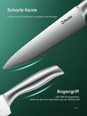 Набір кухонних ножів D.Perlla 16 предметів з бруском, професійний, нержавіюча сталь, чорний