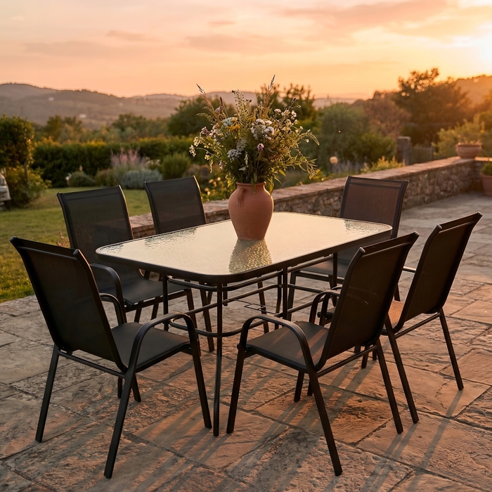 Комплект садових меблів Go Garden, метал, чорний, 7 предметів