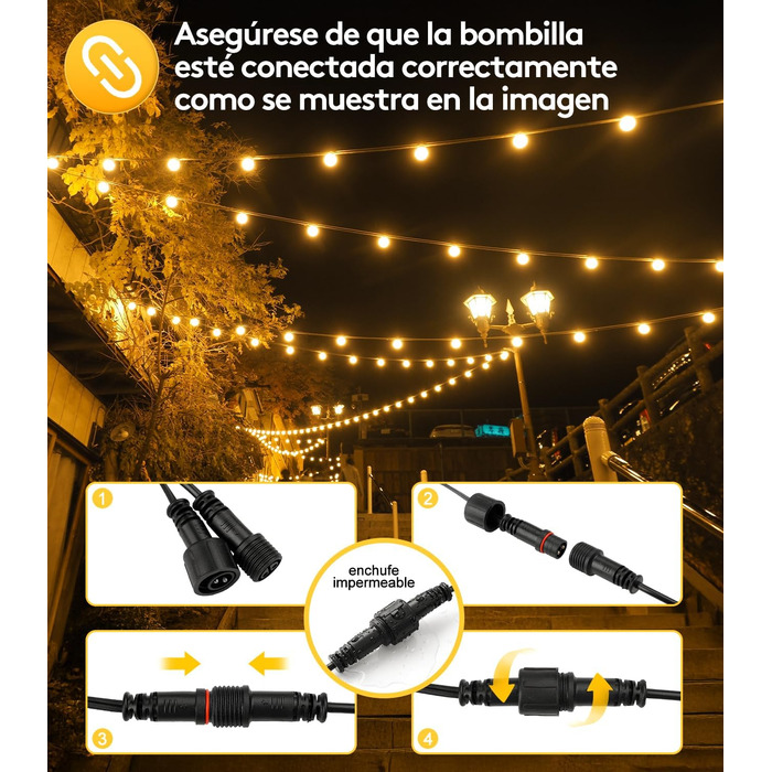 Світлодіодна гірлянда для вулиці 30 метрів - 100ft, IP44, для саду, павільйону, балкону, тераси, вечірки. Гірлянда з лампочками G40, вологостійка