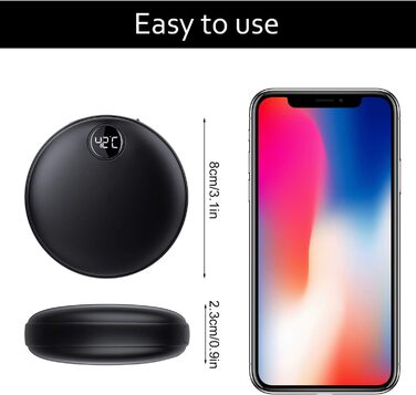 Електричний грієчка для рук EXTSUD: портативний, акумуляторний, USB Powerbank. Чудовий подарунок на зиму для чоловіків та жінок (чорний)