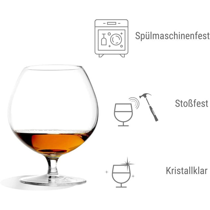 Набір келихів для коньяку Stölzle Lausitz Cognacschwenker I 585 мл, 6 шт. I Склянка з кришталю без свинцю, висока якість, придатна для миття в посудомийній машині