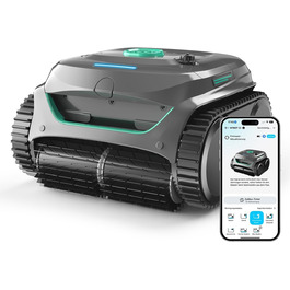 Робот-пилосос для басейну WYBOT C2: акумуляторний, для вбудованих басейнів до 150㎡, подвійне фільтрування, потужний мотор, чистка дна та стін, 180 хвилин роботи, керування через додаток (чорно-зелений-сірий)