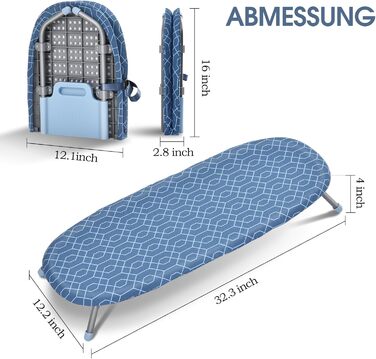 Розкладний стіл KINGRACK Прасувальна дошка з 2 термостійкими чохлами, не ковзає, 382 см, синій і сірий