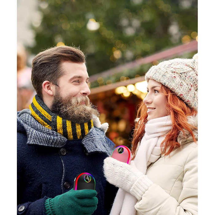 Електричний підігрівач для рук 10000mAh з підсвічуванням (7 кольорів), перезаряджуваний, портативний, чорний - ідеальний зимовий подарунок для чоловіків та жінок