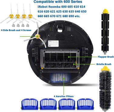 Комплект для заміни аксесуарів для iRobot Roomba i8 i8 / i8 Plus i7 i7 / i7 Plus i6 i6 i4 i4 i3 i3 і E5 E6 E7 (запасні частини для iRobot Roomba серії 600)