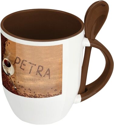 Кружка-ложка Petra з мотивом кавових зерен - коричнева