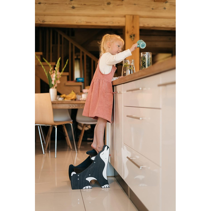 Дитячий триступеневий табурет для ванної кімнати Wild Kids Modern, з дерева, за дизайном Монтессорі (чорний)