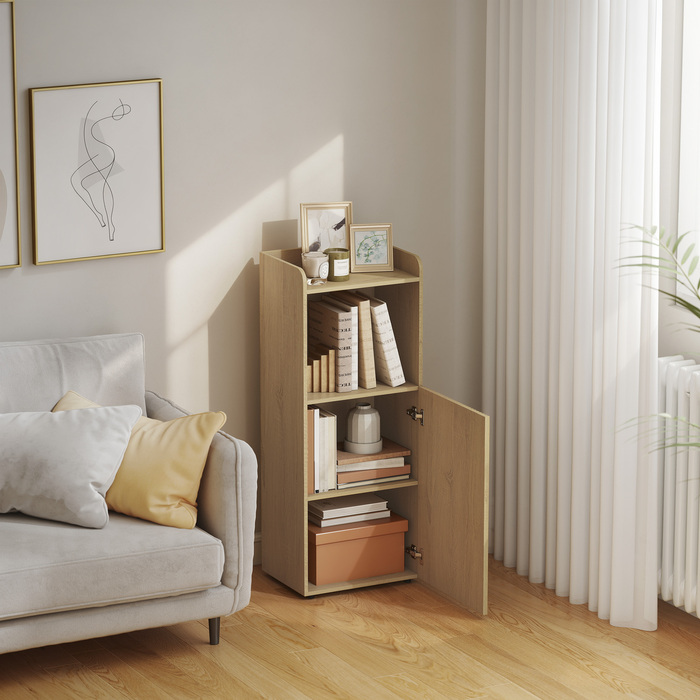 Шафа для ванної кімнати з нішею, з шафкою, відкритою полицею та регульованою полицею, 40 x 31 x 104 см, колір 'лісовий дуб'