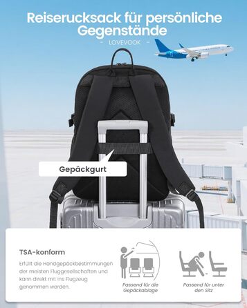 LOVEVOOK Рюкзак для ноутбука 17,3 дюйма, водонепроникний, для жінок та чоловіків, чорний