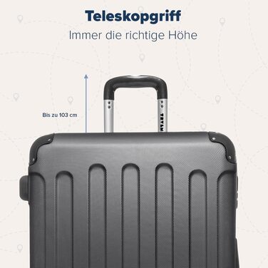 Набір валіз TRVLMORE 2 шт. з твердим корпусом - Чемодан та набір ручних валіз - Набір валіз 2 шт. - Набір валіз для подорожей 2 шт. - Набір валіз з твердим корпусом 2 шт. - Набір ручних валіз 2 шт. - Чорний набір валіз 2 шт.