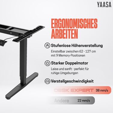 Рамка Yaasa Frame S для столу, регулювання висоти | USB-порт | 2-х рівневий телескопічний механізм | Блокування клавішами (Білий) | Чорний (Pro)