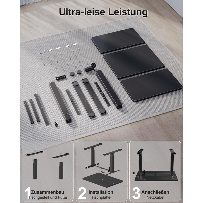 Електричний дитячий стіл Airfish, 80x60 см, регулювання висоти, пам'ять, для дому/офісу, стоячи/сидячи (чорний)