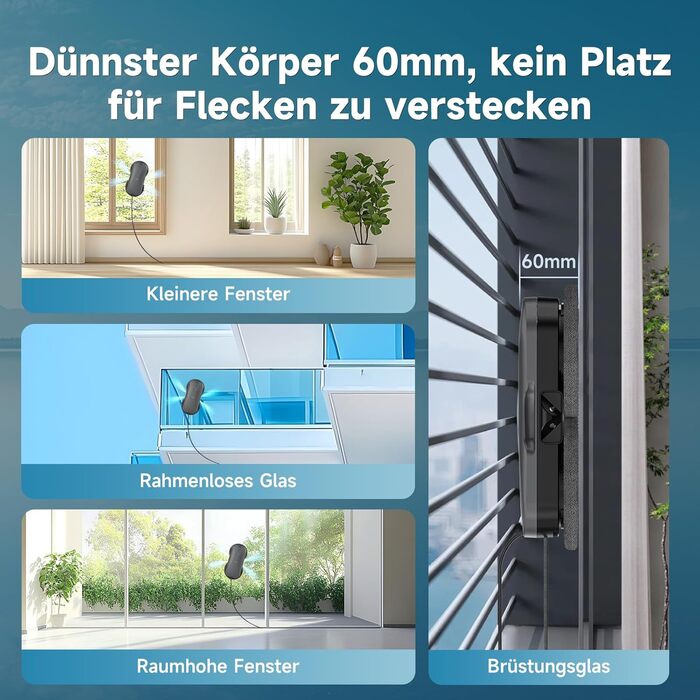 Робот-прибиральник вікон Tuntun W12pro: 5300Pa, 4-Wege система, інтелектуальна навігація, бокс для зберігання, для гладких поверхонь