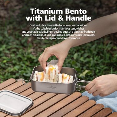 Ланчбокс iBasingo 800 мл з кришкою та ручкою – герметичний бенто-контейнер для кемпінгу, відпочинку та офісу. Харчовий посуд для їжі на винос – придатний для миття в посудомийній машині. Модель Ti2081C