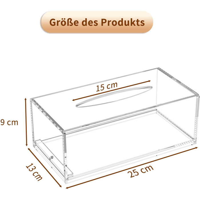 Акрилова коробка для косметичних серветок з магнітною кришкою, 25139 см, прозора для їдальні, ванної кімнати, офісу, автомобіля
