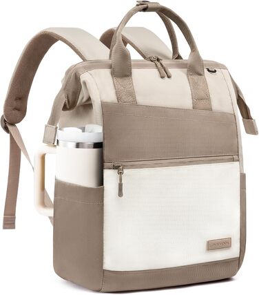 LOVEVOOK Рюкзак для жінок, 15.6 дюймів, шкільний рюкзак для підлітків, велика кишеня для пляшки води, велике відкриття, сумка для роботи, сумка для навчання, рюкзак для подорожей, університету, школи (Хакі, 15.6 дюймів)