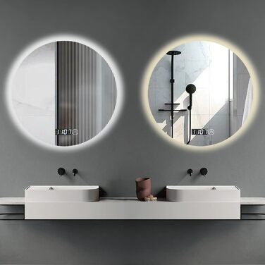 Дзеркало для ванної кімнати з підсвічуванням та годинником Boromal, 50x70 см, диммер, 3 кольори світла (3000-6500K), 2470LM