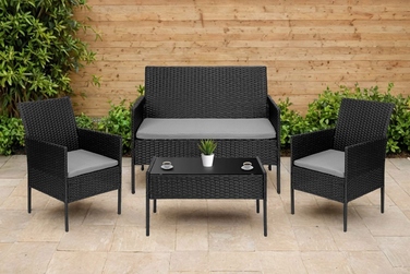 Комплект садових меблів з техноротанга eHokery Magnolia, чорний, 4 предмети