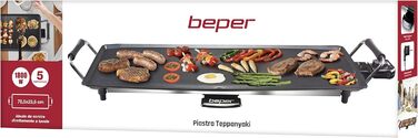 Електрогриль BEPER 90.871 з кришкою зі скла, антипригарна поверхня, нержавіюча сталь, чорний (1800 Вт)