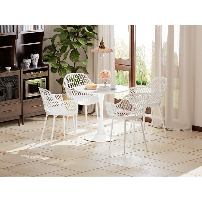 Набір садових стільців для відпочинку на терасі та балконі. Міцні крісла з підлокітниками, витримують до 120 кг, колір білий