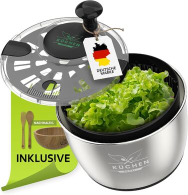 Салатниця-швидкоочисник з нержавіючої сталі, 5л [з мискою та бамбуковим приладдям]