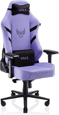 VALK Freya - Ігровий крісло VALK Freya з підлокітниками 4D, спинкою з регулюванням 160°, м'якими подушками з Memory Foam та міцною алюмінієвою основою (Amethyst Flieder, тканина)