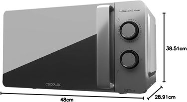 Мікрохвильова піч Cecotec ProClean 3060 20 л, 700 Вт, Ready2Clean, 6 режимів, 3D Wave, таймер 30 хв, срібляста