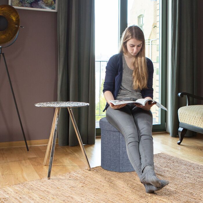 Relaxdays Пуф з місцем для зберігання, великий, круглий