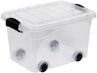 Ящики для зберігання Kreher з кришками і коліщатками. У прозорому дизайні з міцного пластику. У різних розмірах (на вибір). (20 літрів)