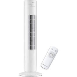 Турбовентилятор Pro Breeze з дистанційним керуванням, 76 см, осциляція 65°, таймер, 3 швидкості, тихий, для спальні та офісу, білий