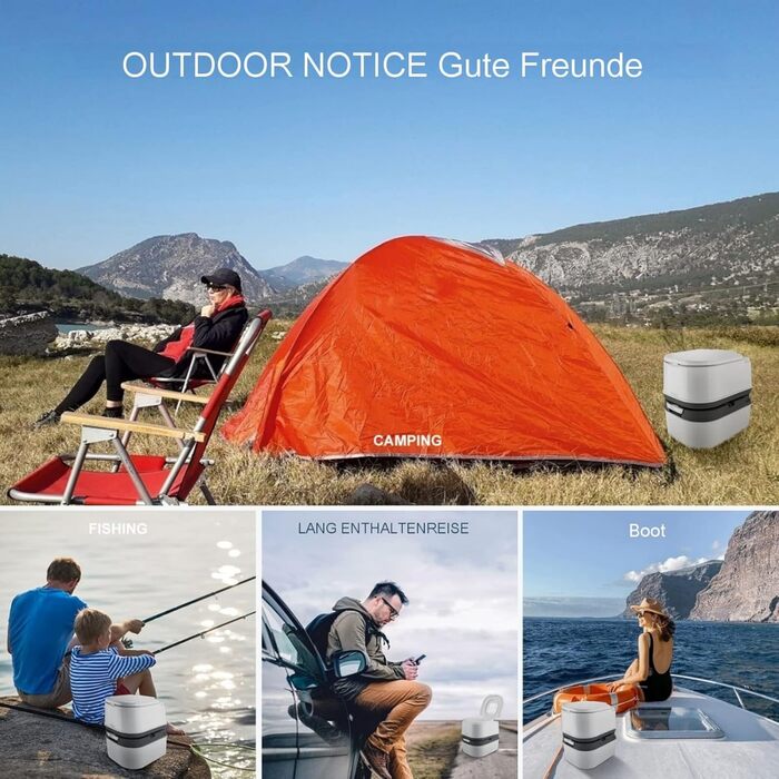 Мобільний туалет для кемпінгу з баком 24L та 20L, з бачком, покажчиком рівня води та щіткою