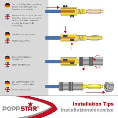 Бананова вилка Poppstar 20 шт. High End, 24-каратна позолочена, алюмінієвий корпус, 10 шт. чорний/червоний, 20 шт.