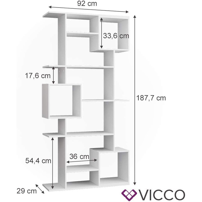 Куб міжкімнатної перегородки Vicco, білий, 92 x 187,7 см