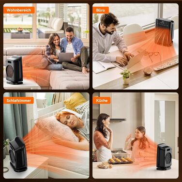 Електричний обігрівач YASHE 1800W з осциляцією 75°, економний та тихий, PTC керамічний нагрів з термостатом, захист від перегріву та перекидання, таймер 24 год, портативний з пульт керування