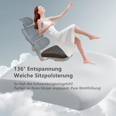 Офісне крісло Newtral NT001: ергономічне, регульована підголівник та підлокітники, 150 кг, чорний