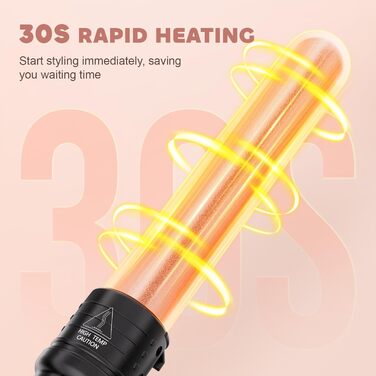 Локкенштаб NWOUIIAY 6 в 1 з LCD-дисплеєм, керамічним покриттям, набір для створення локонів, багатофункціональне змінне насадки, для великих та маленьких локонів, з рукавичками, регулювання температури (колір шампань)